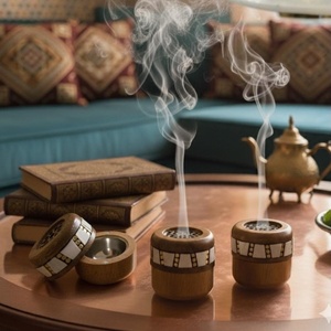 Juego de Quemadores de Incienso de Madera Hechos a Mano con Incrustaciones de Madera y Tapa con Ventilación para Humo, Soporte de Aromaterapia para Decoración de Meditación en el Hogar - Product Image 3