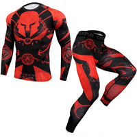 Conjunto de Rashguard para MMA para Hombre, Venta al por Mayor, Camiseta de Manga Larga y Leggings Sublimados, Uniforme con Tela Transpirable UPF50