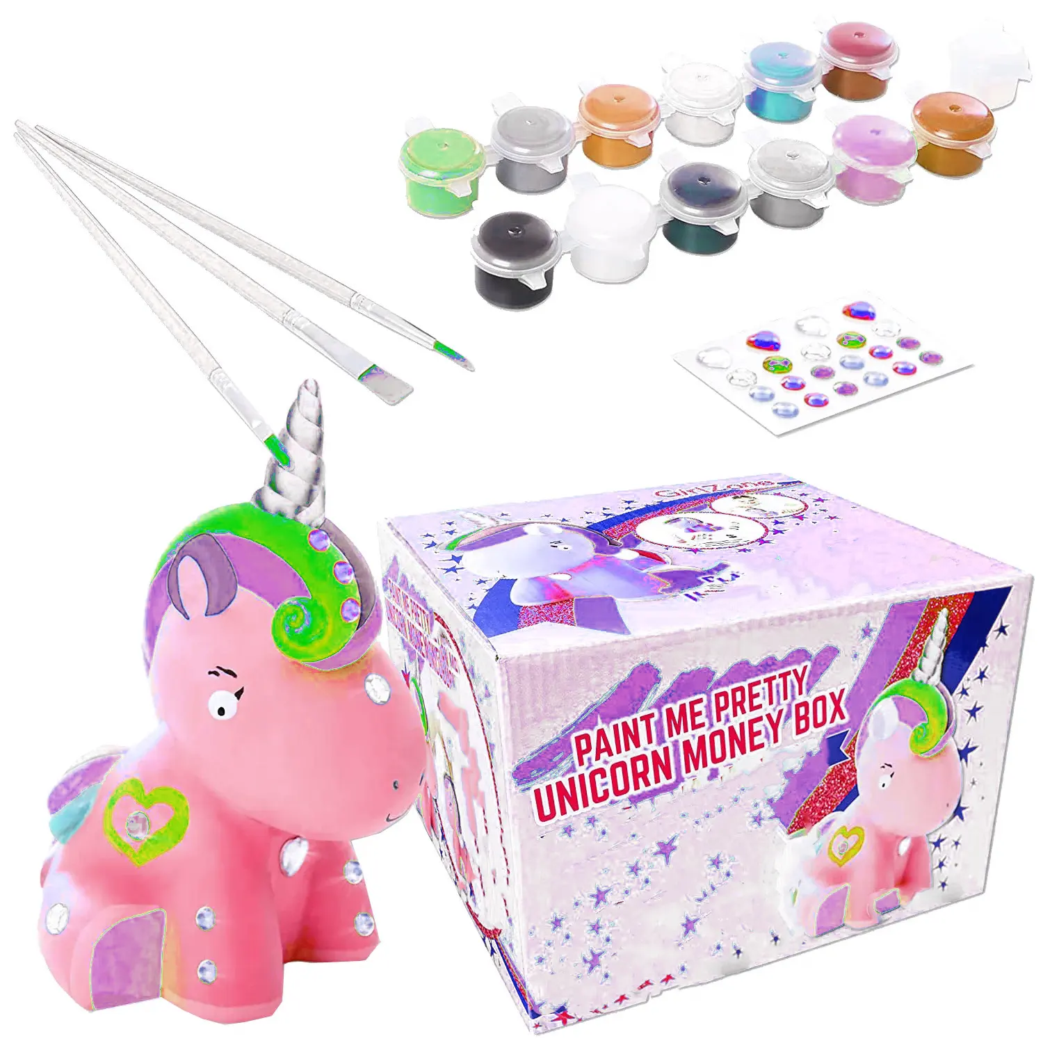 DIY Pinte Seu Próprio Unicorn Piggy Bank de cerâmica brinquedo infantil, Kids Money Box, Craft Kit Gift Idea