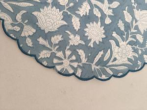 Handmade Modern Floral Cotton Napkins Set Reusable Scallop Edge Embroidery Soft Printed Design for Home Wedding Banquet Use - Product Image 3