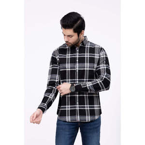 เสื้อเชิ้ตผู้ชายลายสก็อตแบบลำลอง คอตั้ง ผ้าป๊อปลิน 100% ผ้าฝ้าย สไตล์ตะวันตก ไซส์ XL พร้อมโลโก้แบบกำหนดเอง - Product Image 1