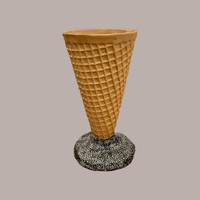 LUCGEL Corbeille à déchets géante 164 cm en fibre de verre, design unique en forme de cornet de glace, fabriquée en Italie, pour la maison et le bureau, Code 1737