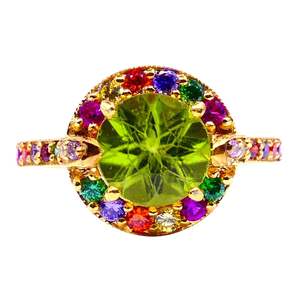 Bague en argent sterling 925 plaquée or péridot topaze multicolore - Product Image 4