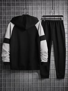 Ensemble de survêtements pour hommes à capuche imprimés délavés à l'acide de haute qualité, en molleton de coton décontracté - Product Image 2