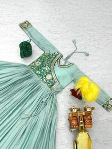 ชุดราตรีสีดำทำจากไหม georgette มี dupatta สีดำ pishwas anarkali gharara - Product Image 2