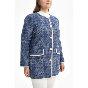 Abrigo de tela texturizada de grosgrain azul otoñal - Product Image 2
