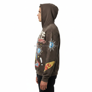 Sweat à capuche vintage streetwear pour homme, imprimé en relief, motif squelette personnalisé, polaire hiver épais - Product Image 4