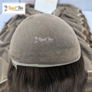 Calidad Premium REGENT Full Lace 100% Remy Indian Hair Toupee Mano atada Natural Wave & Straight Style Disponible Stock Hombres - Product Image 5