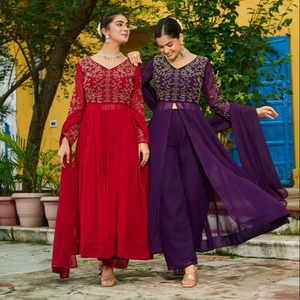 Ensemble de costume d'été en géorgette à fleurs artificielles avec broderie de perles, style vintage, silhouette droite, taille naturelle - Product Image 1