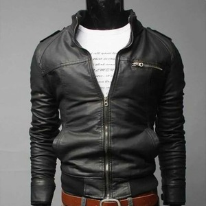 Hot Fashion hommes en cuir véritable Bomber veste toile Slim Fit automne hiver moto haute rue Streetwear - Product Image 3