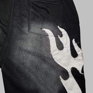 Haute qualité 100% coton respirant tricoté hommes Sweat Shorts Vintage personnalisé brodé Patch Logo dessin été acide Plus - Product Image 6