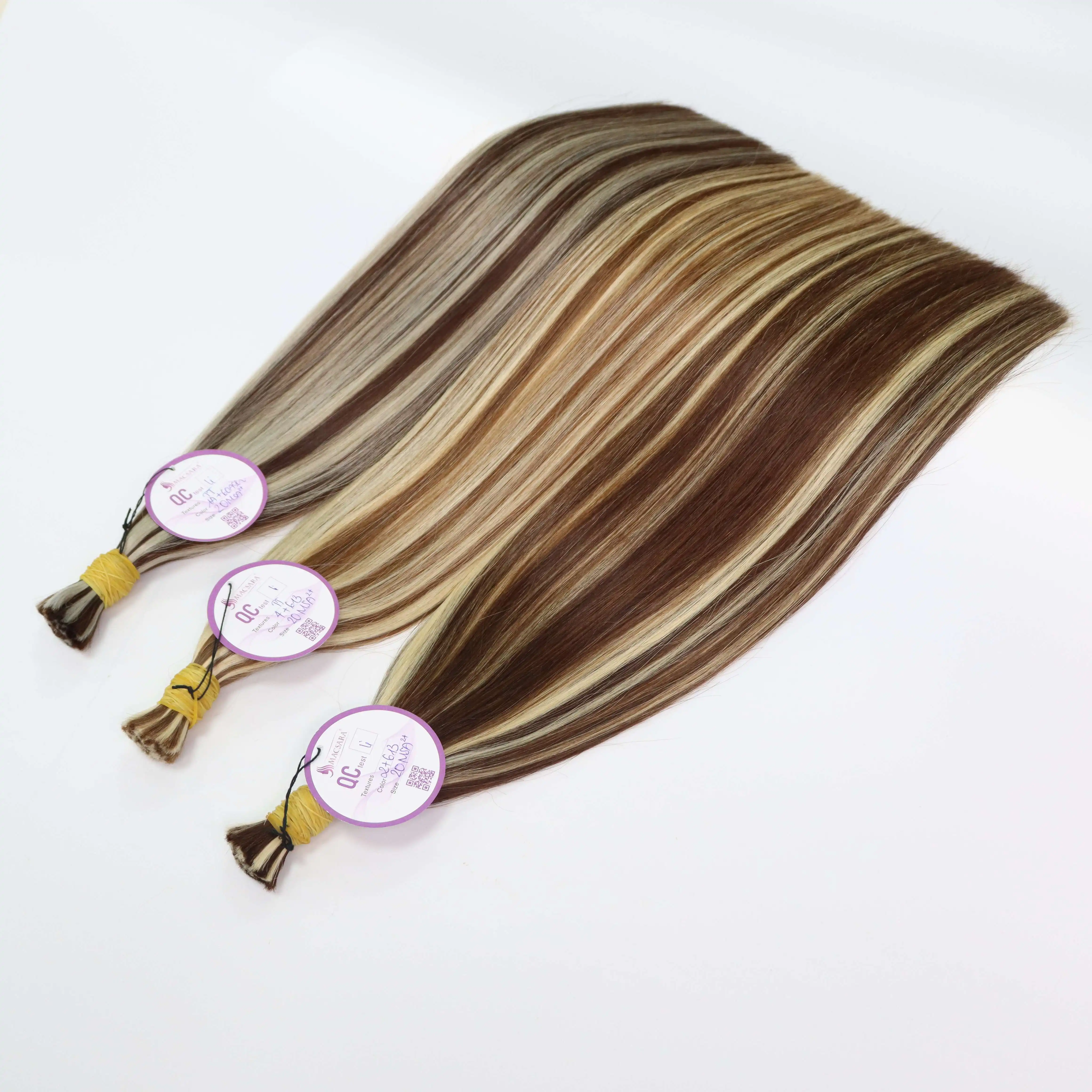 100% Super Double Drawn Human Hair Virgin Remy Human Hair Extensions Highlight Cabello Humano to make Genius Weft