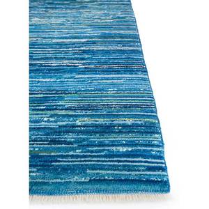 Alfombra Grande de Lana Anudada a Mano Nuray Azul Pae-1286- Diseño a Rayas para Sala de Estar, Dormitorio y Pasillo, Modelo Rectangular - Product Image 4