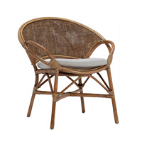 Chaise ronde en bambou de style classique avec dossier en rotin tissé à la main et assise en rotin. Quantité minimale de commande est faible