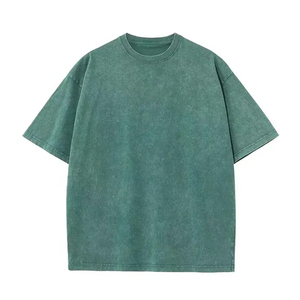 2025 venta al por mayor ácido lavado 100% algodón camiseta personalizada de alta calidad en blanco de manga corta de talla grande para hombre Camiseta serigrafiada Logo - Product Image 1