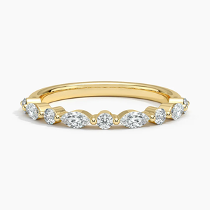 VVS, superventas, Diamante redondo y marquesa cultivado en laboratorio, banda de boda de oro amarillo de 14K para mujer, regalo de joyería fina de moda de gama alta - Product Image 1