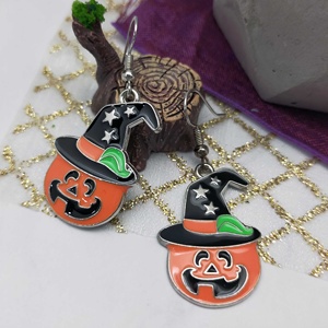 Pendientes de gota de aleación de calabaza lindos de moda de Halloween para niñas accesorio de moda - Product Image 3
