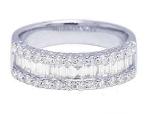 Joyería de lujo con diamantes de Plata de Ley 925 redonda y Baguette Moissanite, anillos de banda de diamantes para mujer - Product Image 1
