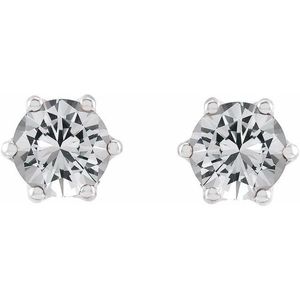 6-Prong Accented Crown <b>Stud</b> Earrings Zircon Pearl <b>Emerald</b> Cut Diamond Classic Religious for Weddings Parties Engagements Gifts - Product Image 2