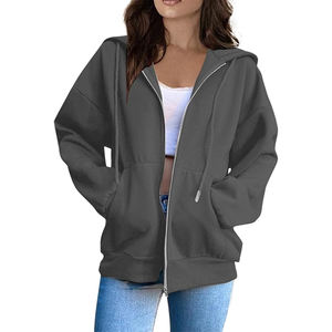 OEM personalizado mujeres cremallera sudaderas con capucha al por mayor de algodón de lana con estilo Slim Fit ropa deportiva Streetwear marca privada de moda 2026 - Product Image 1