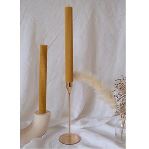 Tall Ribbed <b>Pillar</b> <b>Candle</b> Column ribbed <b>candle</b> Table Attractive design metal holder for decorate home festive hotel restaurant - Product Image 1