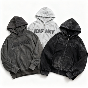 Sweat à capuche unisexe avec impression d'écran et logo personnalisé, impression en relief, lavage à la pierre, tissu en molleton français 500GSM, streetwear lourd - Product Image 2