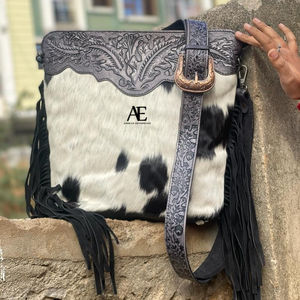 Nuevo diseño de bolso de mano de cuero con flecos de piel de vaca Real tallado bohemio Floral Sling Bags para mujer - Product Image 4