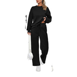 Survêtements pour femmes personnalisés, ensembles deux pièces, haut court à épaules dénudées, sweat-shirt à capuche et pantalon, ensemble de jogging, survêtements d'hiver pour femmes - Product Image 2