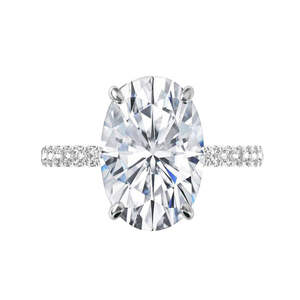 Bague de Fiançailles et d'Anniversaire de Mariage Classique de Haute Qualité en Argent 925 avec Moissanite Ovale de 2 Carats et Bande Élégante - Product Image 4