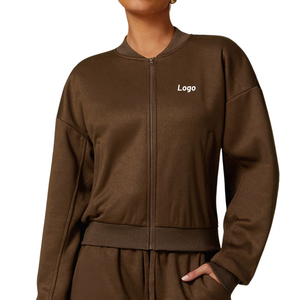 Blouson bombardier zippé en toile respirante pour femme 100% polyester vêtements de sport d'hiver vêtements de sport avec manches complètes - Product Image 1