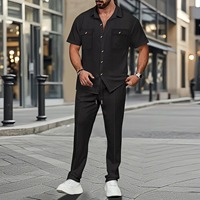 2025 deux pièces ensembles hommes tenue écologique 100% coton été chaud tricoté survêtement pulls pull décontracté large pantalon costumes