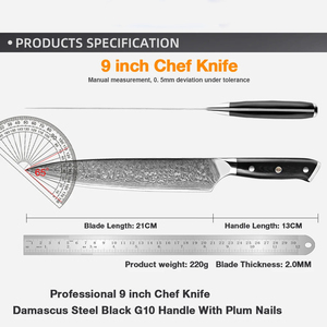 Venta al por mayor pedidos a granel personalizados OEM ODM servicio Chef cuchillo profesional japonés Damasco acero cuchillo de cocina mango hoja fija - Product Image 6