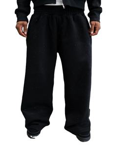 Pantalones Deportivos Holgados de Felpa Francesa de Algodón Grueso con Lavado Ácido, Adornados con Perlas y Diamantes de Imitación para Hombre, OEM - Product Image 1