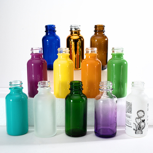 Bán buôn 1oz rỗng rõ ràng hổ phách màu xanh lá cây màu xanh Boston chai thủy tinh tròn với có thể thay thế ống nhỏ giọt Pipette và gỗ mũ - Product Image 3