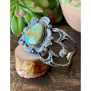 Bracelet manchette en argent sterling turquoise Kevin Billah Kingman - Product Image 4