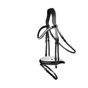 Bride de coiffe anatomique avec bandeau de nez à tirer vers l'arrière, bande de sourcils incurvée, cristaux scintillants en cuir de qualité supérieure - Product Image 1