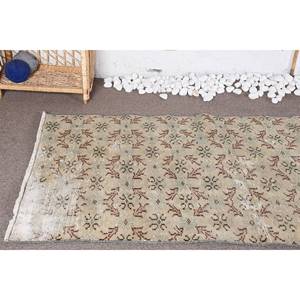 Alfombra turca vintage de área grande 3.1x6.1ft clásico beige marrón lana látex respaldo abstracto Rectangular pasillo diseño habitación alfombra - Product Image 5