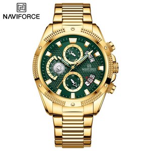 NAVIFORCE 8021 Montre Homme Sport Homme Montre Bracelet Top Marque Luxe Chronographe <span class=keywords><strong>Noir</strong></span> Or <span class=keywords><strong>Acier</strong></span> Inoxydable Quartz <span class=keywords><strong>Horloge</strong></span> Homme - Product Image 2