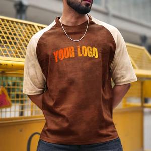 T-shirt à épaules tombantes pour hommes T-shirt ample en blocs de couleurs 100% coton, poids lourd, avec logo imprimé personnalisé, vente en gros - Product Image 1