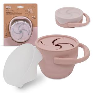 Porta Snacks Plegable de Silicona Rosa Oscuro para Bebés y Niños - Product Image 1