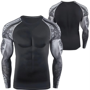 Breathable Best Quality Sportswear New Design Men's Rash Guard High Quality 3d <b>Printed</b> Sublimated Men Rash Guard for Men - Product Image 2