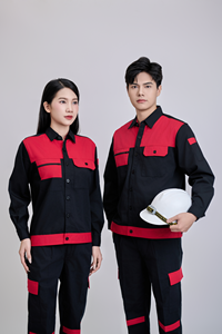 Ensemble de vêtements de travail de sécurité haute visibilité noir et rouge pour homme FMF, manches longues, confortable, respirant, durable, anti-froissement, lavable, tissu TC - Product Image 4