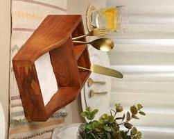 Grande caisse en bois de luxe faite à la main pour l'organisation de stockage de couverts et de condiments de cuisine à la maison sans danger pour les aliments - Product Image 4