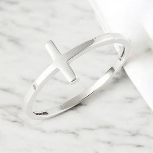 Anillo de Plata de Ley 925 minimalista cristiano apilable anillo de fe para mujer - Product Image 4