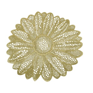 Juego de 5 manteles metálicos de color dorado con diseño floral con color personalizado con tamaños a precios económicos con tamaños de 48x48 cm - Product Image 2
