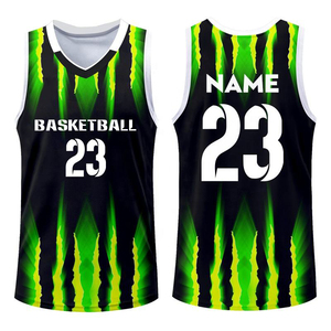 Camiseta de baloncesto con llama verde, Venta caliente personalizada, uniforme de baloncesto para hombres, sublimación profesional, ropa de equipo transpirable 2025 - Product Image 1