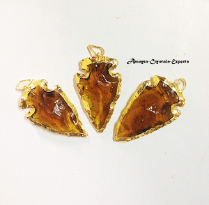 Gemstone Aqua Obsidian Electroplated Arrowhead Pendants Handmade Agate Necklace <b>Top</b> Quality From Amayra <b>Crystals</b> India - Product Image 6