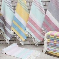 Serviette de plage pour adultes en coton turc Peshtemal, OEM ODM, séchage rapide, écologique, haute durabilité, certifiée GOTS, rayée, légère, Hammam