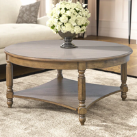 Table basse ronde au design traditionnel en finition antique Pièce en bois durable pour salon, maison, villa, hôtel ou bureau