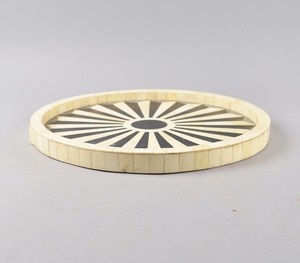 Bandeja de incrustaciones de hueso de forma Rectangular para manualidades, bandeja decorativa para el hogar para mesa de centro, patrón único, prueba de artesanía de hueso - Product Image 1